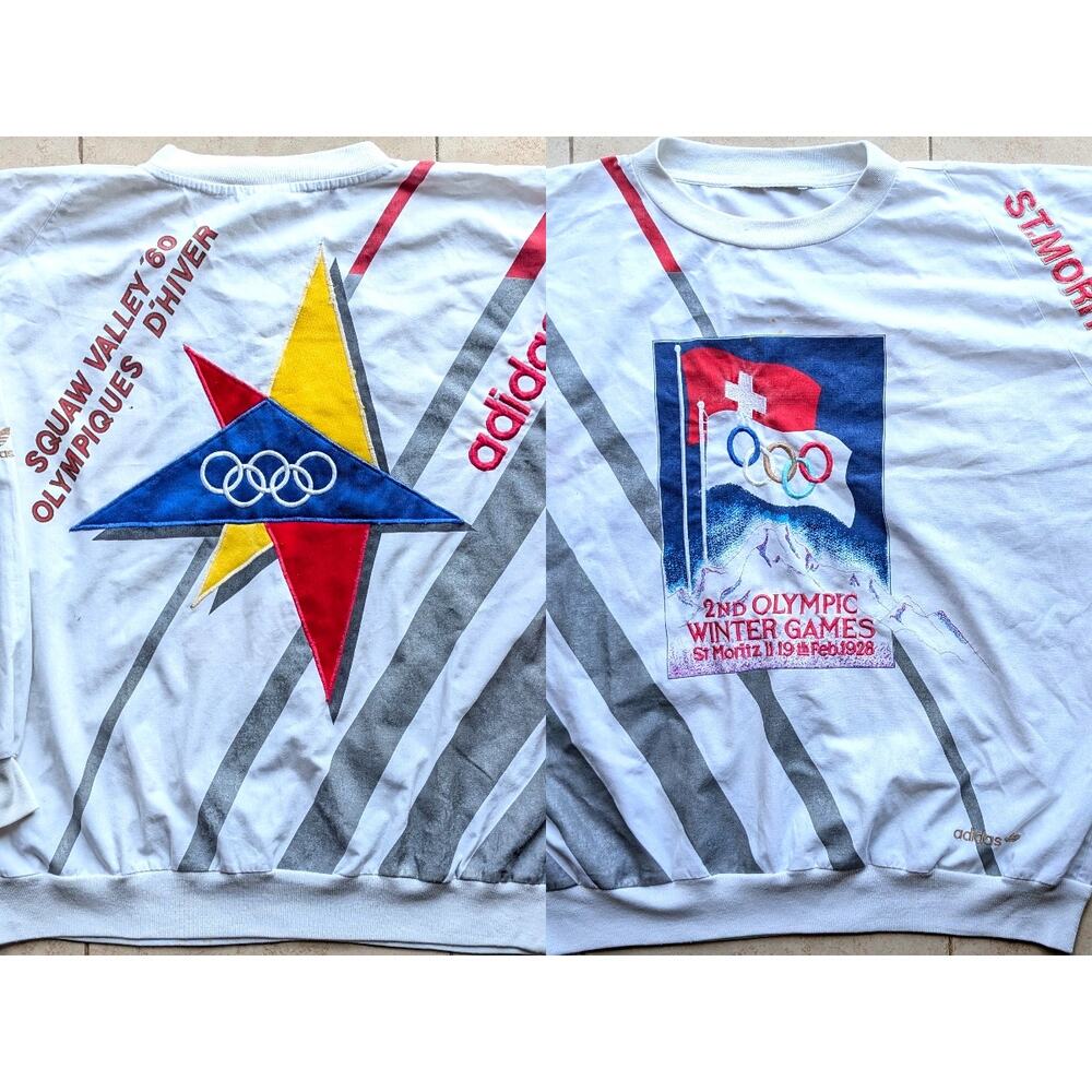 Winter Olympic ADIDAS 90s 1928 St Moritz 1960 Squaw Valley sweatshirt XL vintage